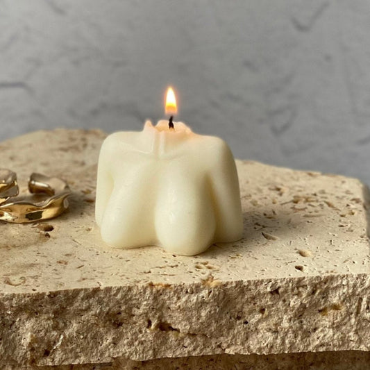 best female bust sculptural soy candle 