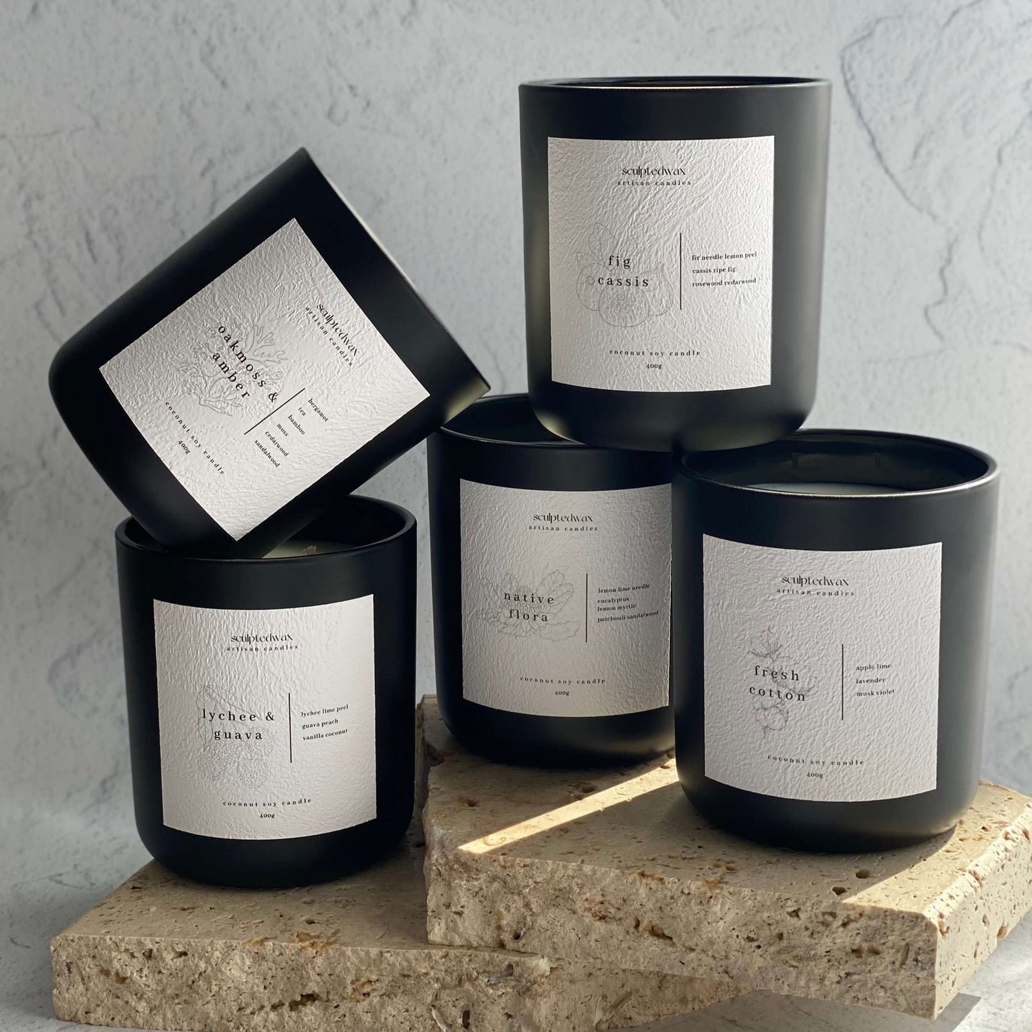 Black luxurious scented candles handmade australia